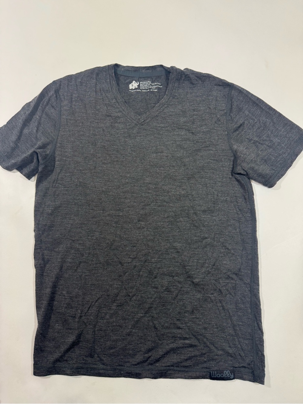 Woolly Mens V Neck Basic Tee Shirt Black